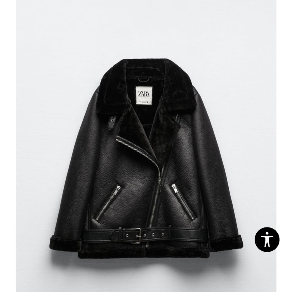 Zara Leather DOUBLE FACED JACKET
